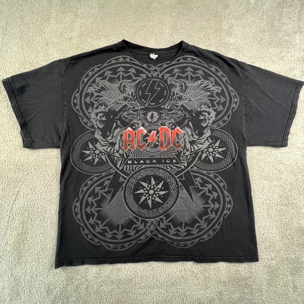 AC/DC Black Ice World Tour T-Shirt Mens XL Delta Pro Weight Black Band Tee 2008